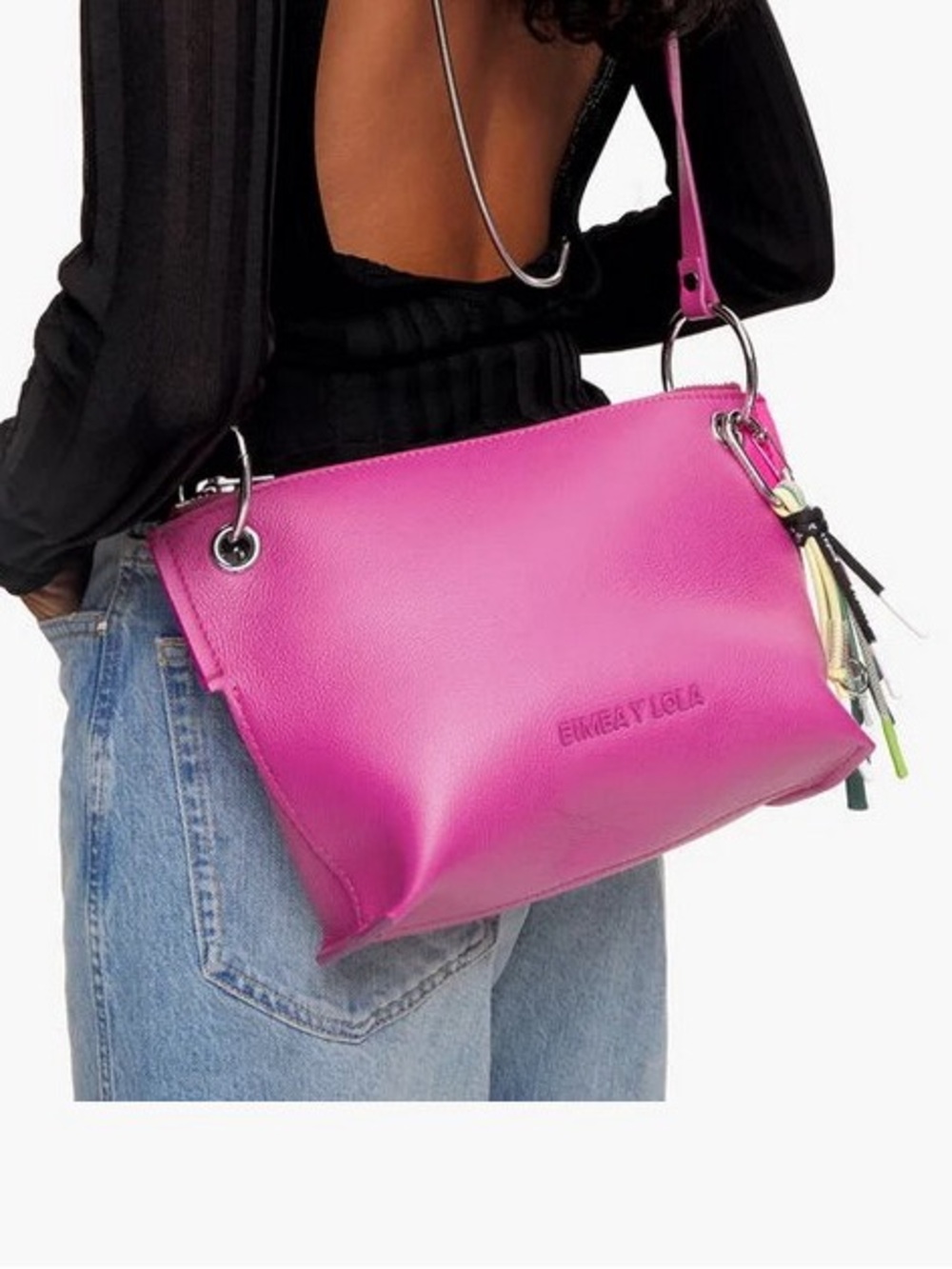 BIMBA Y LOLA crossbody leather bag with accessory chain - Picture 6 of 8
